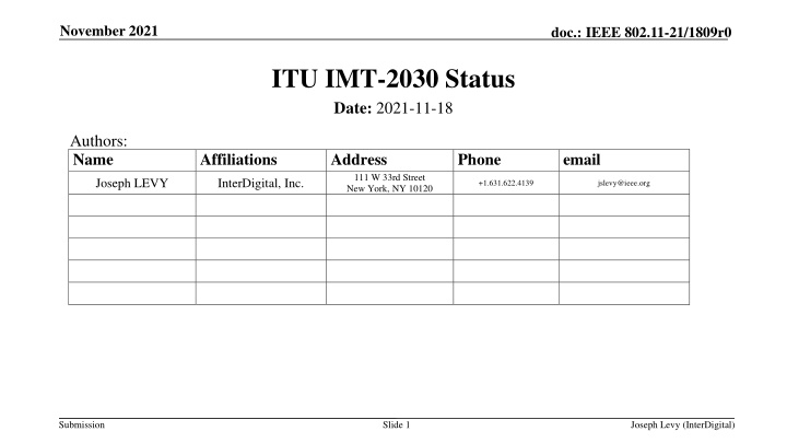 Overview of IMT-2030 Activities and Future Development Plans