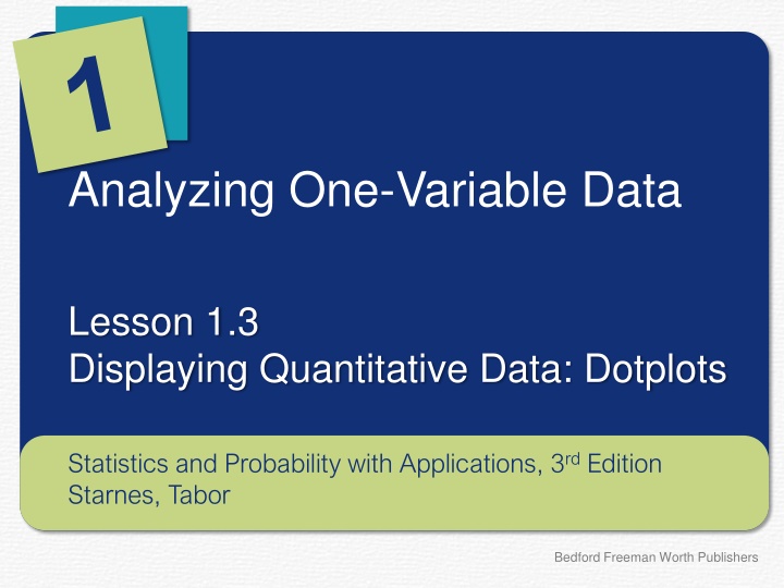 Dotplots for Displaying Quantitative Data
