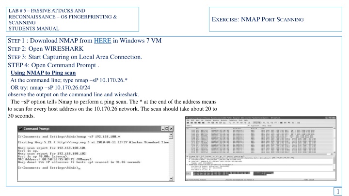 Passive Attacks and Reconnaissance using NMAP for Network Scanning