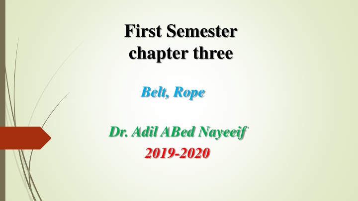 Belt Drives in Mechanical Systems