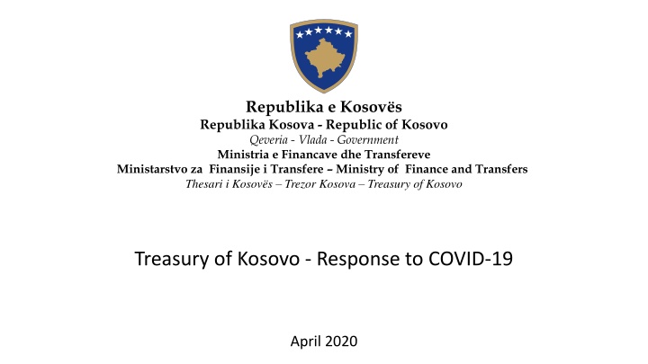 Kosovo Treasury Response to COVID-19 Pandemic Situation