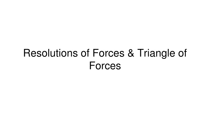 Resolutions and Triangle of Forces in Physics