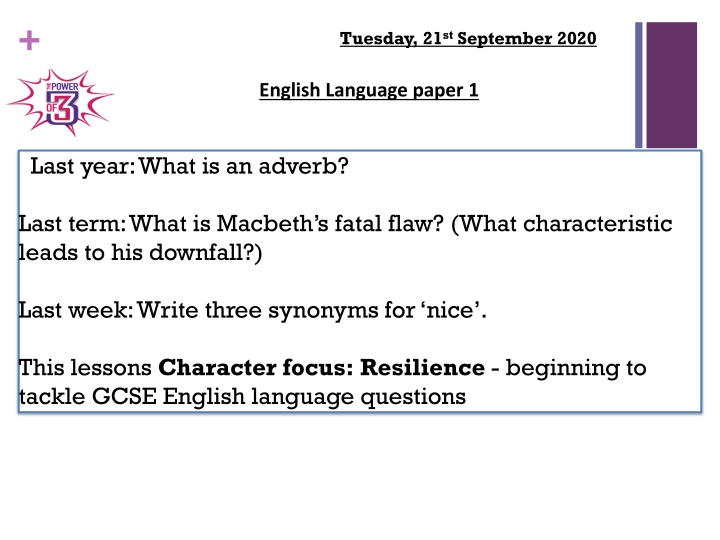 Resilience in GCSE English Language Preparation