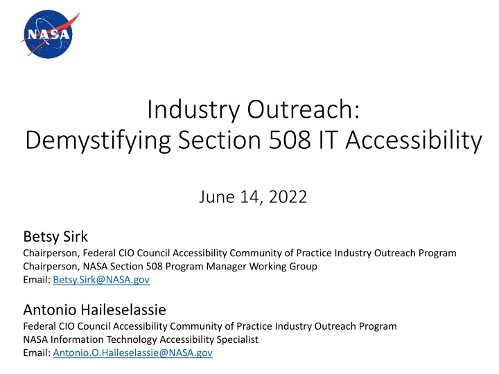 Demystifying Section 508 IT Accessibility in Industry Outreach Program