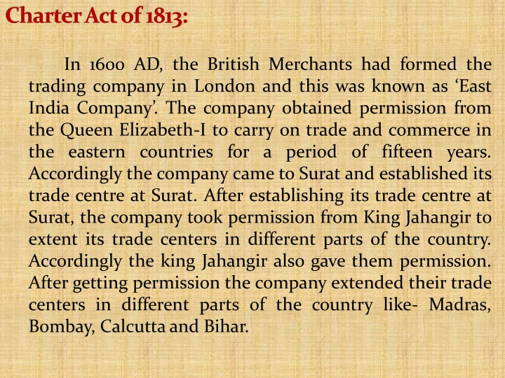 British Educational Initiatives in India: Charter Act of 1813