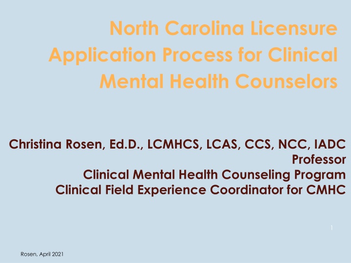 North Carolina Licensure Application Process for Clinical Mental Health Counselors