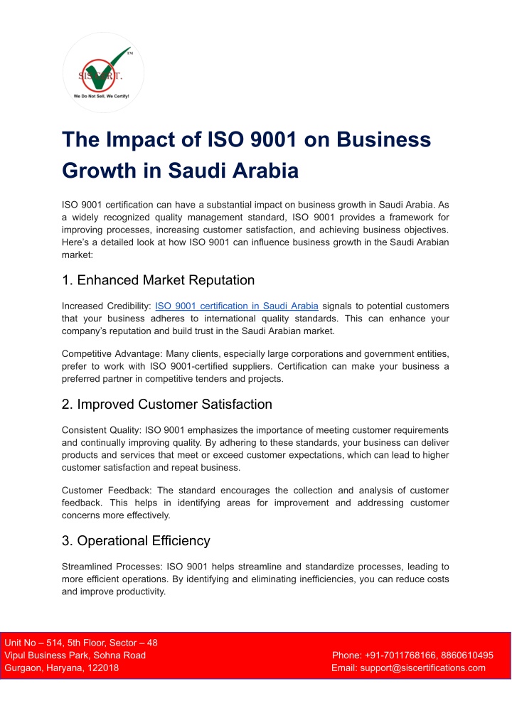 the impact of iso 9001 on business growth n.w