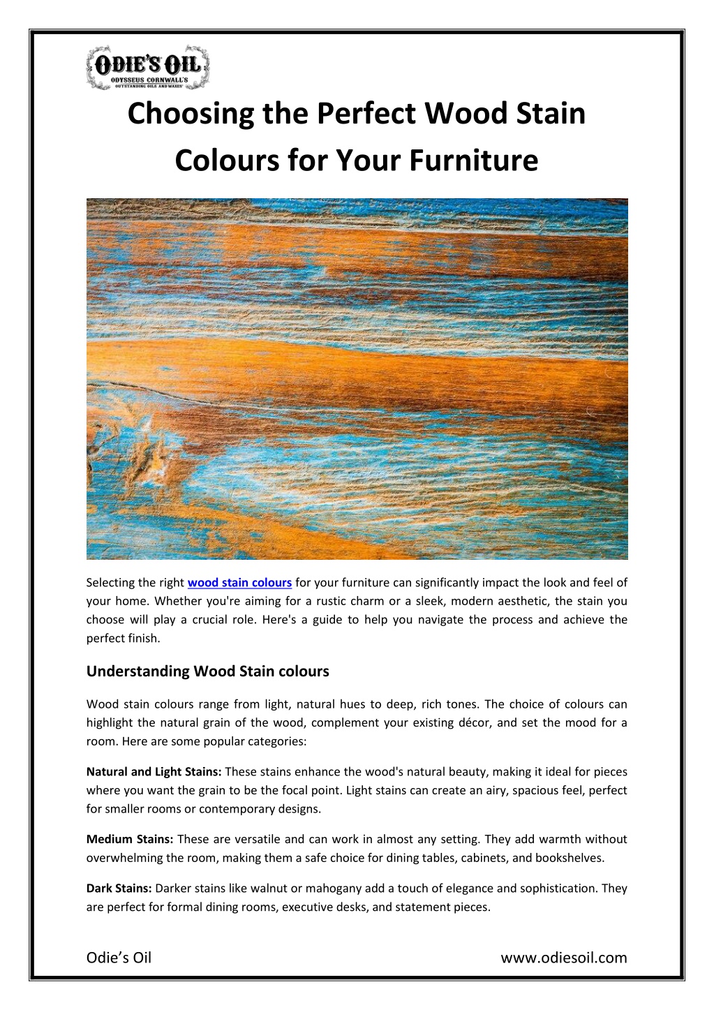 choosing the perfect wood stain colours for your l.w