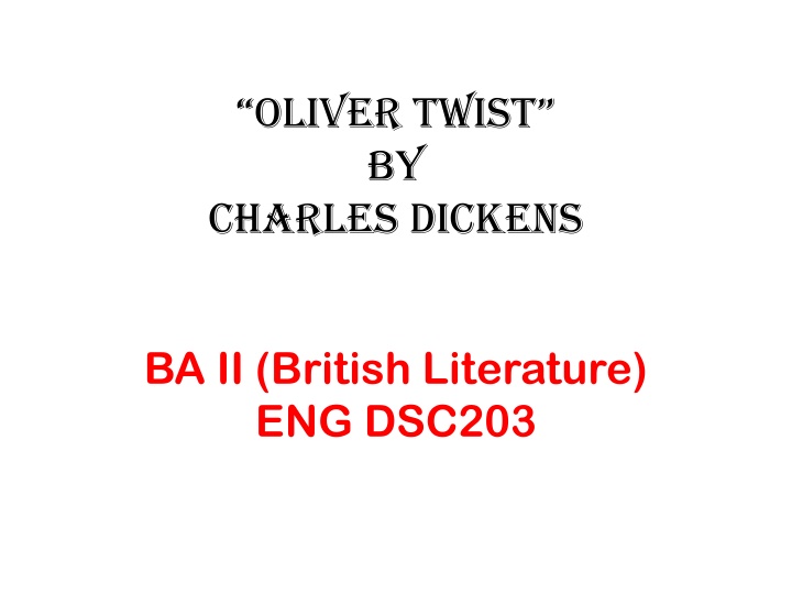 Summary of Oliver Twist by Charles Dickens