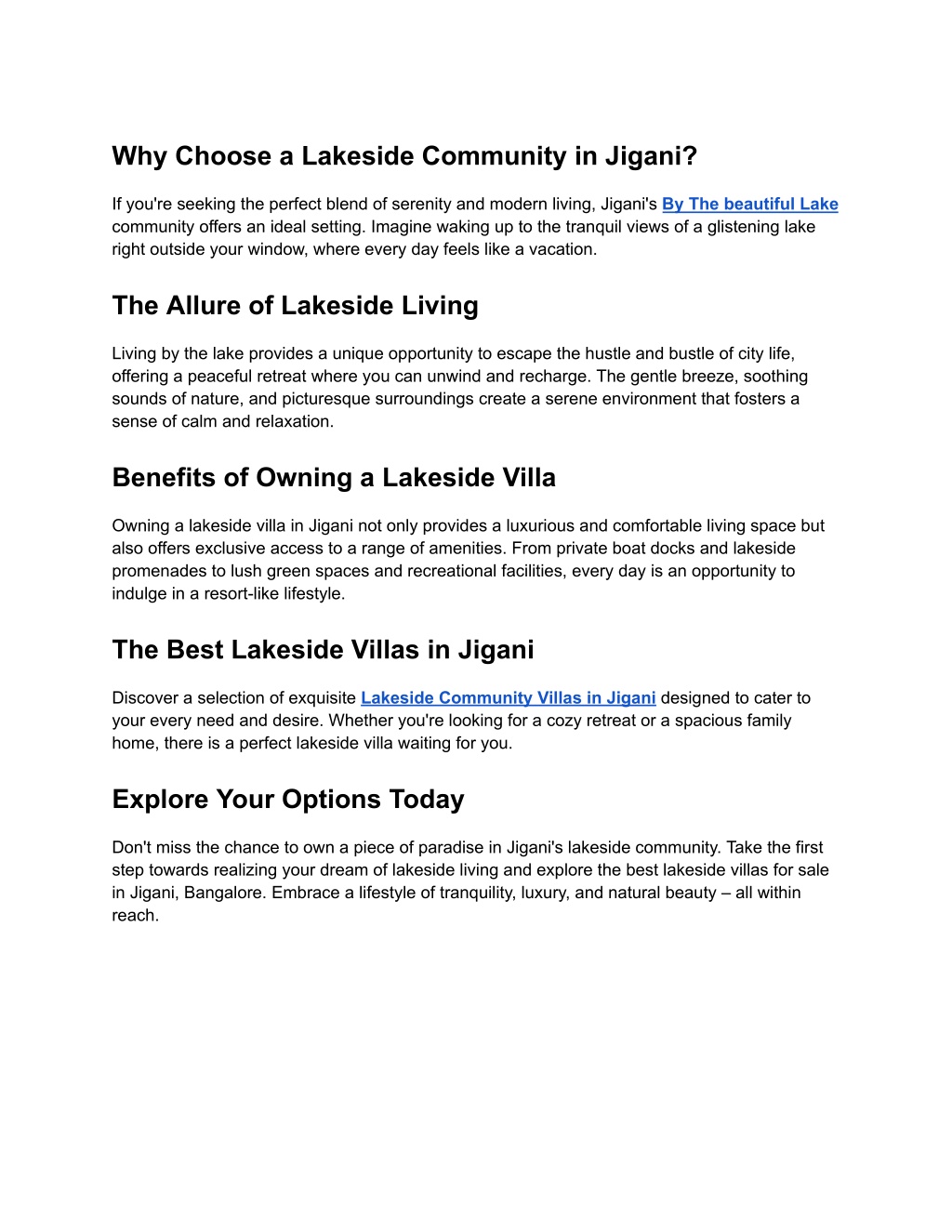 why choose a lakeside community in jigani l.w