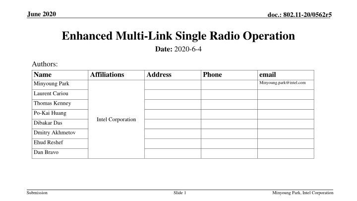 Enhanced Multi-Link Single Radio Operation Proposal