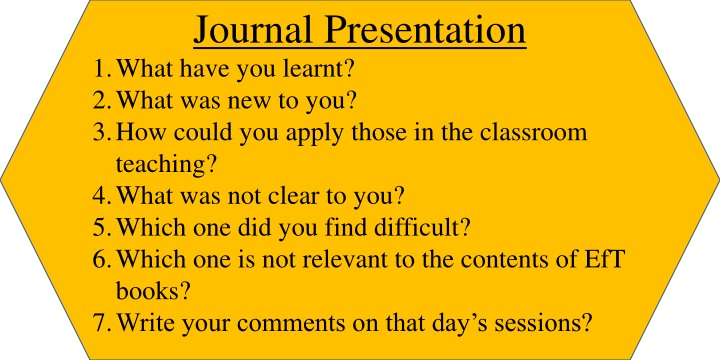 Enhancing Classroom Teaching: Journal Presentation Reflection
