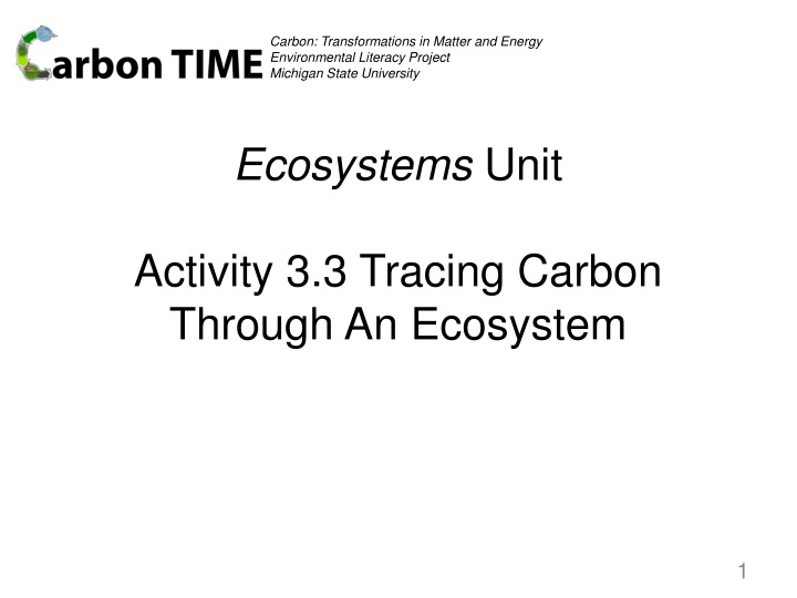 Carbon Cycling in Ecosystems