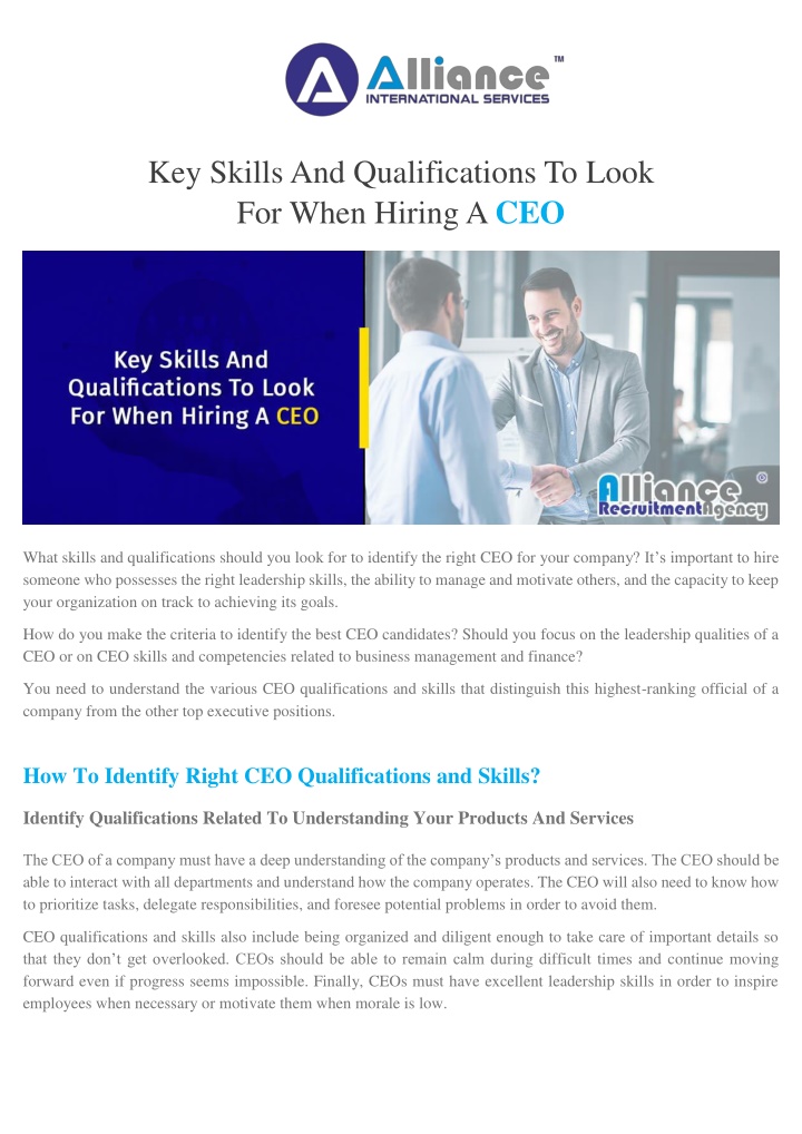 key skills and qualifications to look for when n.w