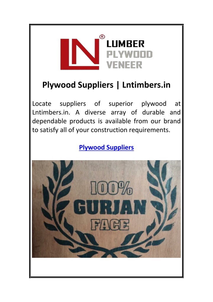 plywood suppliers lntimbers in n.w