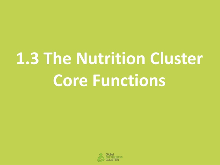 Nutrition Cluster Core Functions Overview