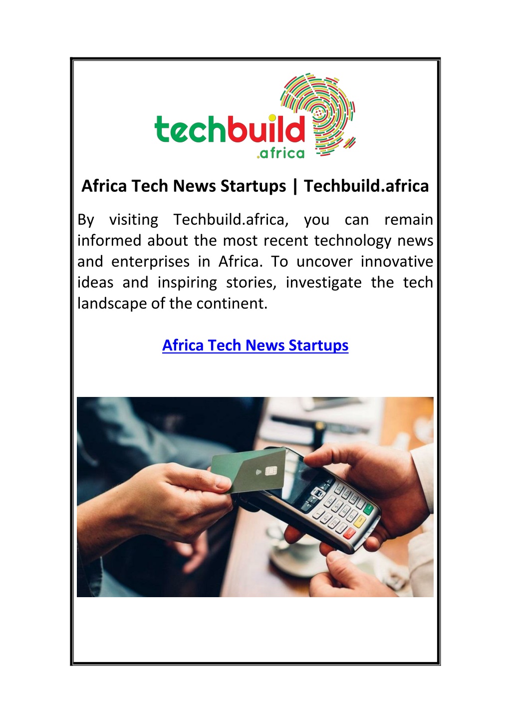 africa tech news startups techbuild africa l.w