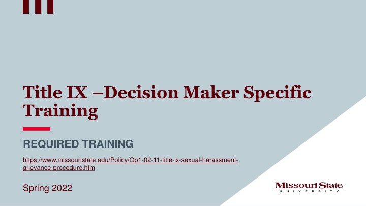 Title IX Decision Maker Training Overview