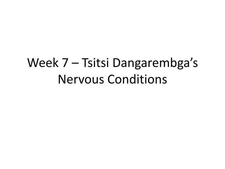 Exploration of Gender and Sexuality in Tsitsi Dangarembga's 