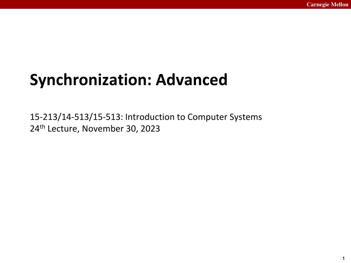 Carnegie Mellon Synchronization and Computer Systems Lecture Updates