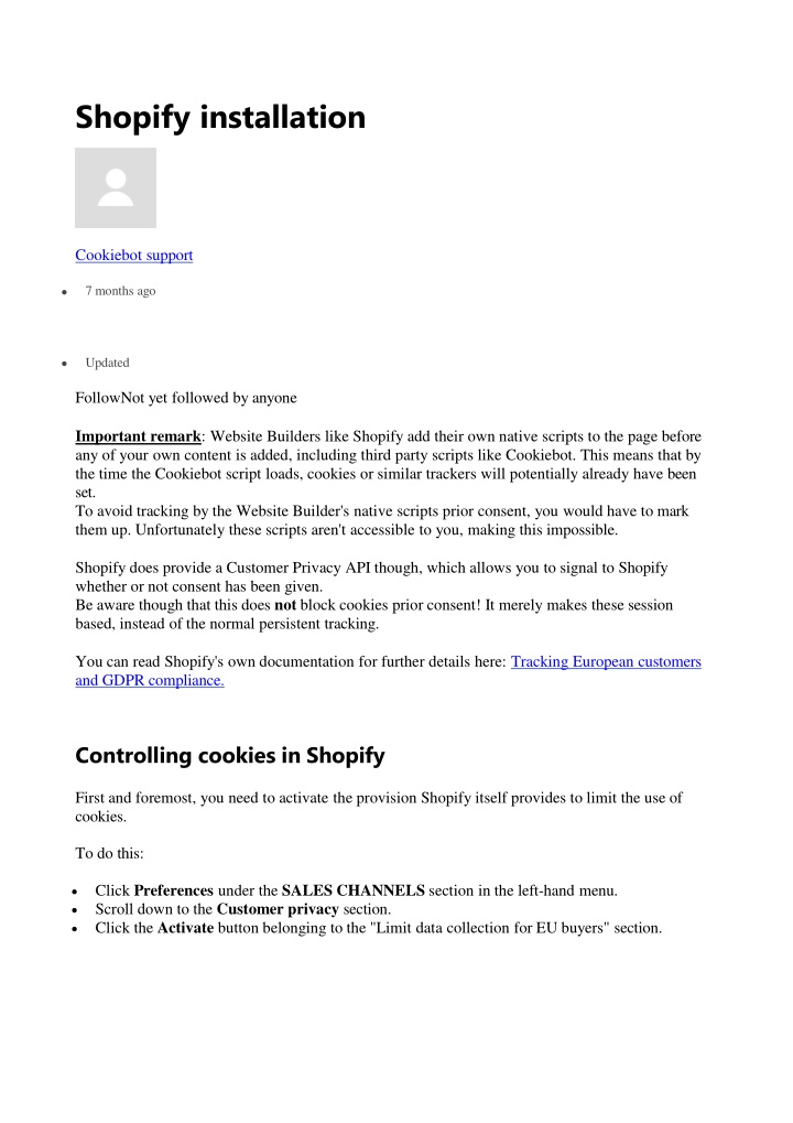 Implementing Cookiebot and Enabling Customer Privacy API on Shopify