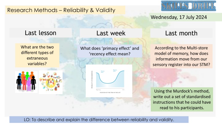 Research Methods: Reliability and Validity in Psychological Studies