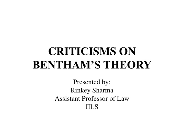 Criticisms on Bentham's Utilitarianism Theory