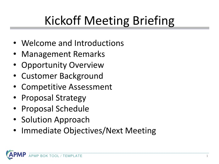 Comprehensive Kickoff Meeting Briefing for Proposal Presentation