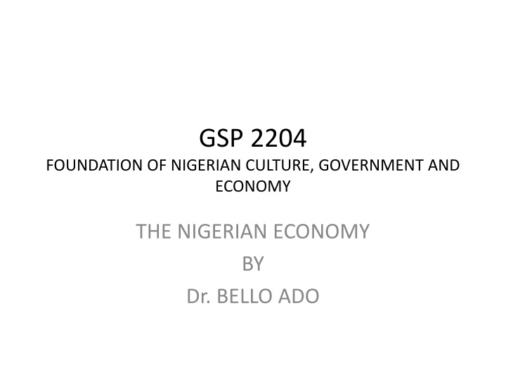 Indigenous Economy of Pre-Colonial Nigeria
