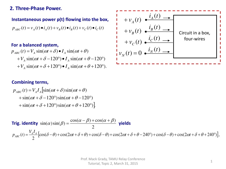 Three-Phase Power Systems and Instantaneous Power Flow