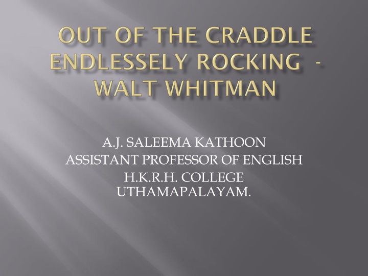 Analysis of Walt Whitman's Poem 