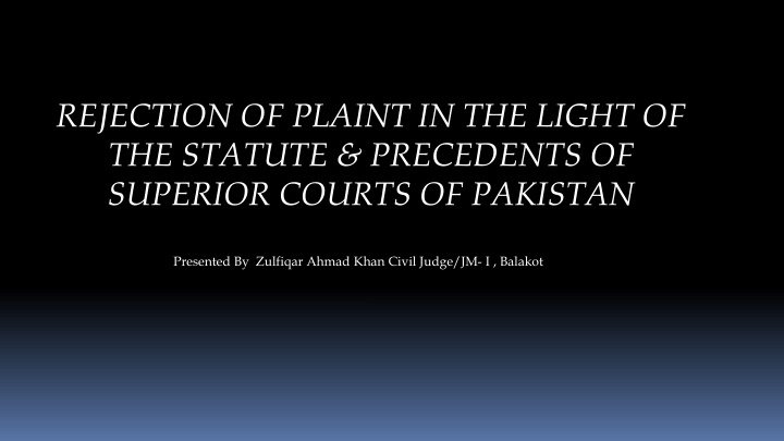 Rejection of Plaint under the Code of Civil Procedure in Pakistan