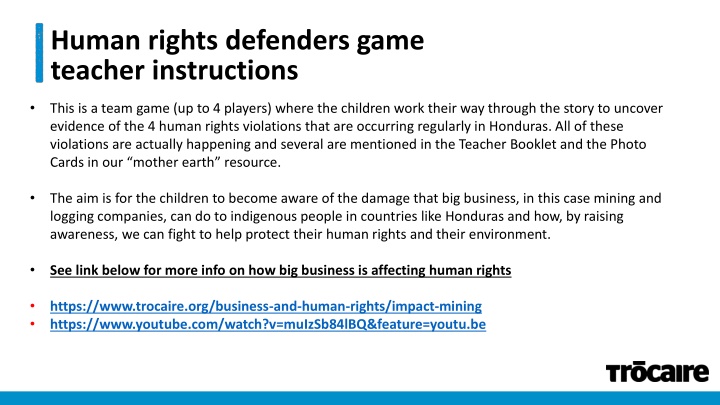 Human Rights Defenders Game: Raise Awareness of Human Rights Violations in Honduras