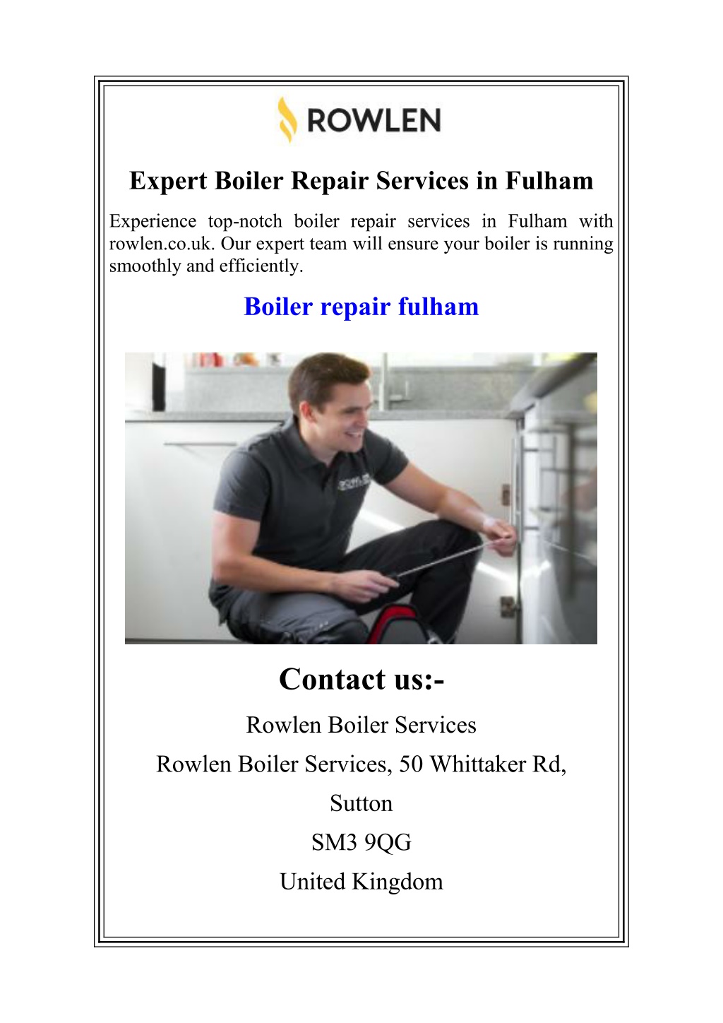 expert boiler repair services in fulham l.w