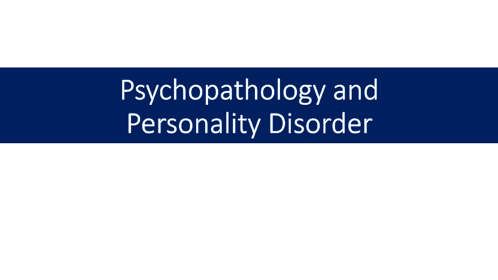 Psychopathology and Diagnostic Systems in Mental Health