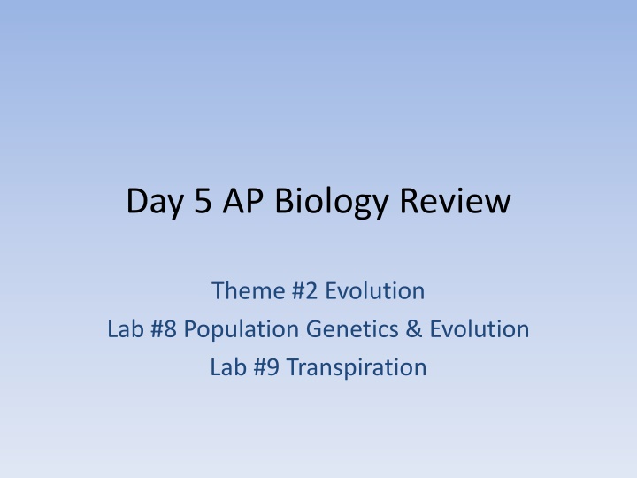 Evolution and Population Genetics in AP Biology