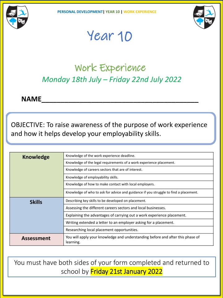 Year 10 Work Experience: Developing Employability Skills and Career Awareness
