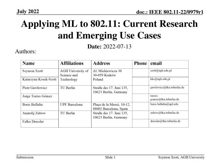 Machine Learning Applications in Enhancing 802.11 Performance