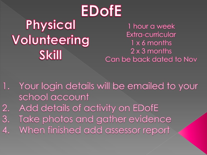 DofE Activity Guidance for Physical, Volunteering, and Skill Sections