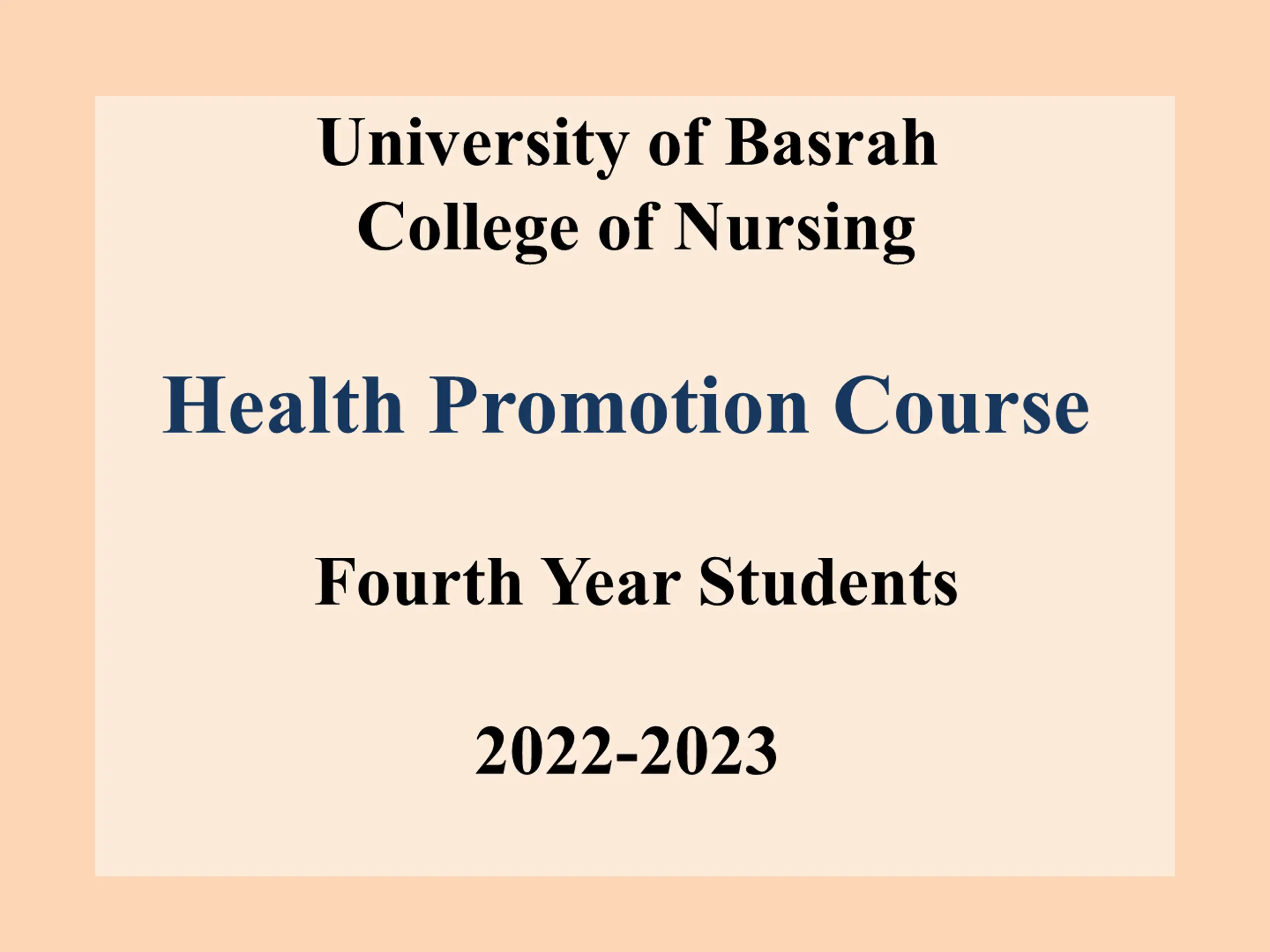 Health Promotion Course