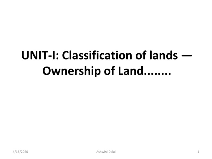 Land Classification and Ownership