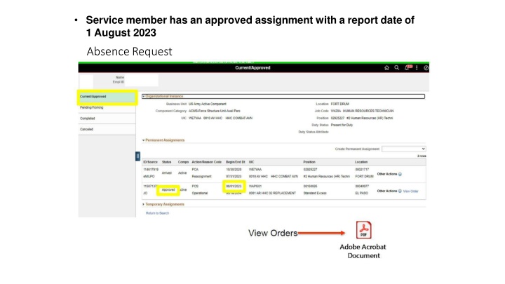 Absence Request Guidelines for Soldiers with Approved Assignments