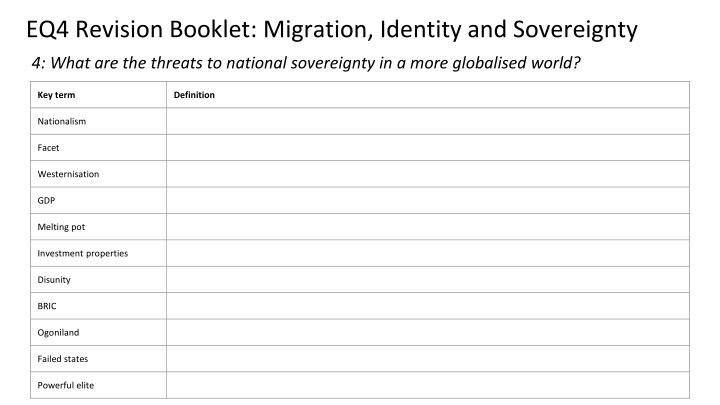 Threats to National Sovereignty in a Globalised World