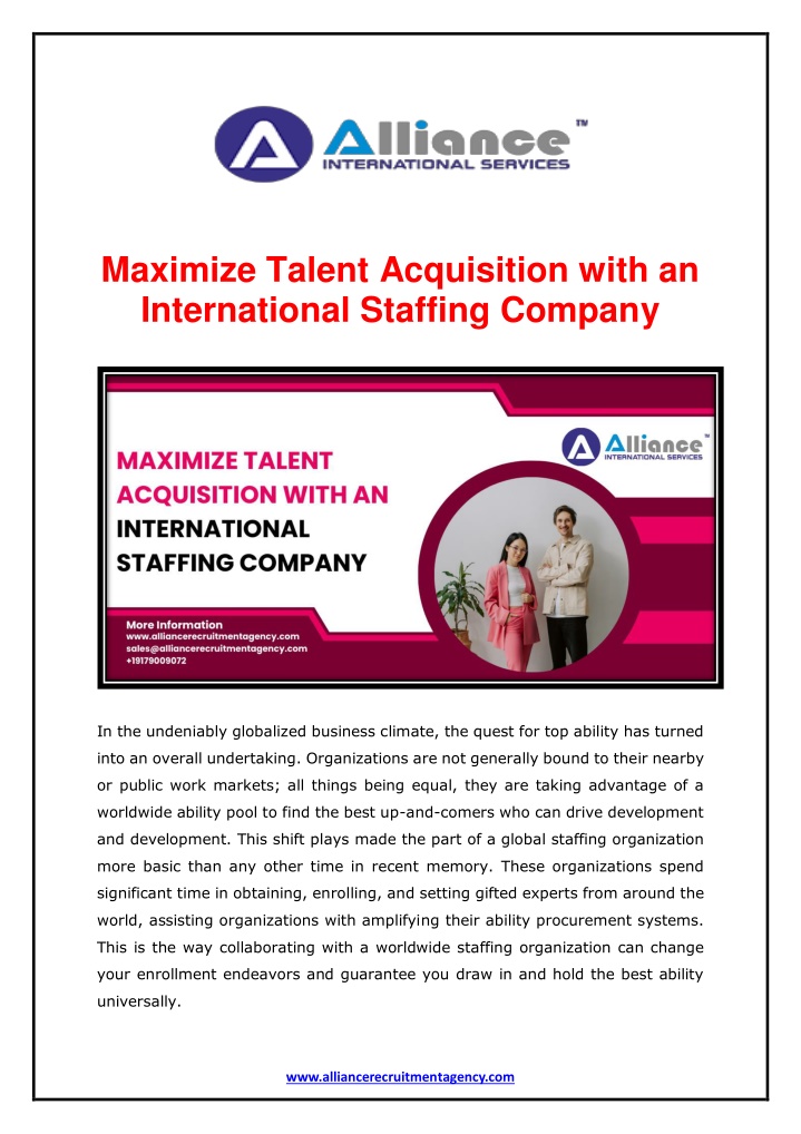 maximize talent acquisition with an international n.w