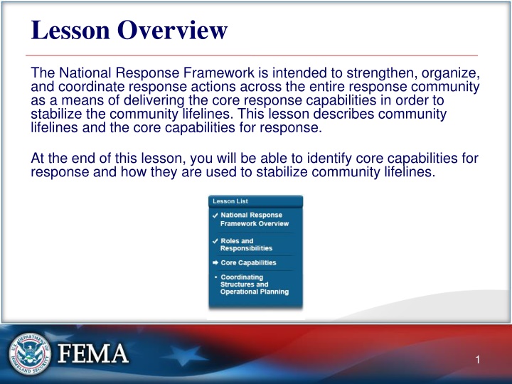 Community Lifelines and Core Response Capabilities for Stabilizing Communities