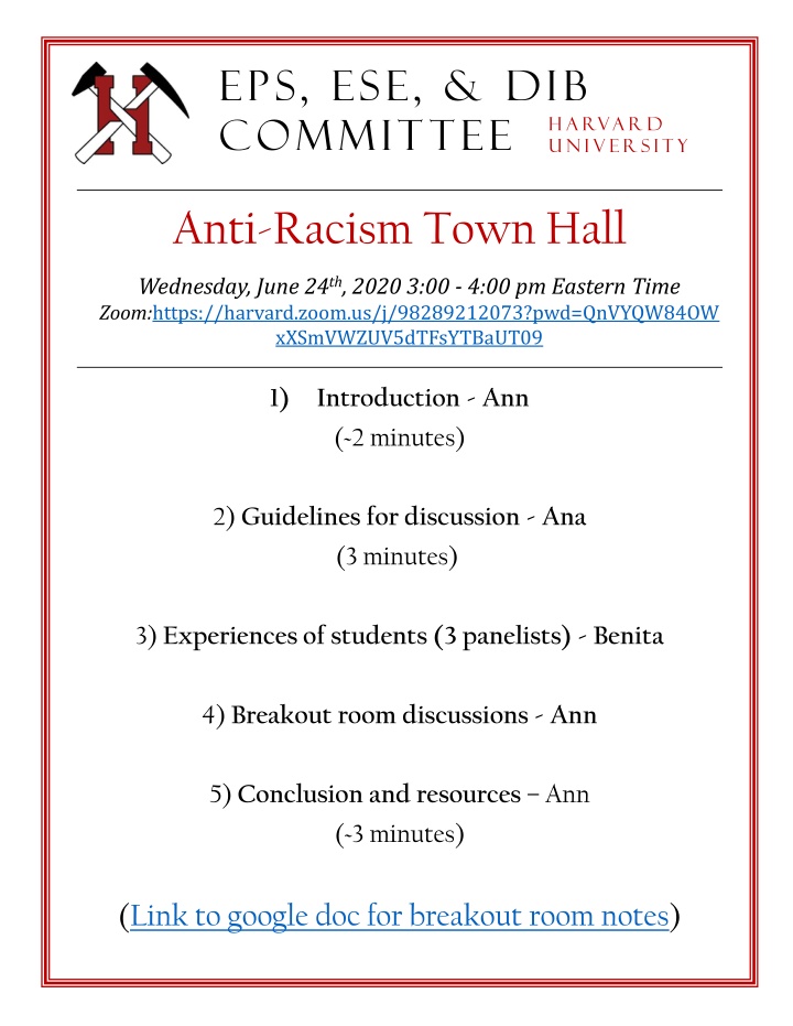 Harvard University Anti-Racism Town Hall Event