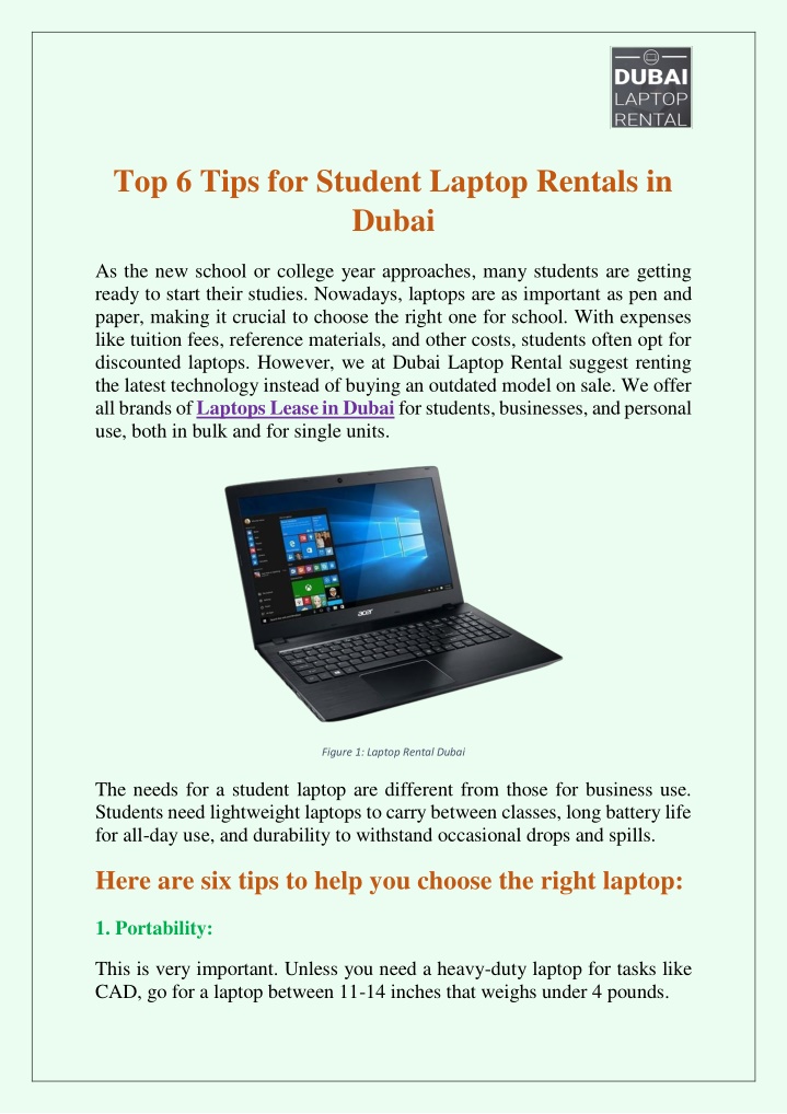 top 6 tips for student laptop rentals in dubai n.w