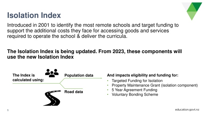 Updates to Isolation Index and Targeted Funding for Remote Schools