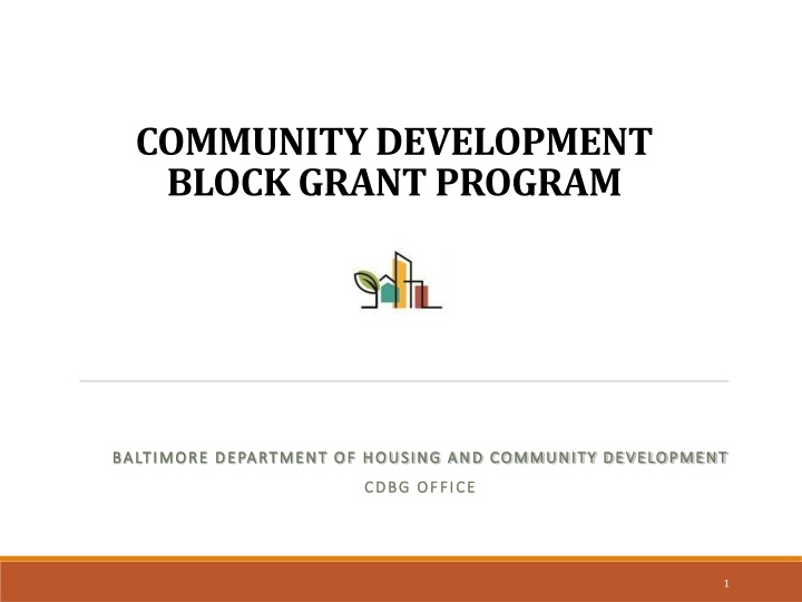 Community Development Block Grant Program Overview