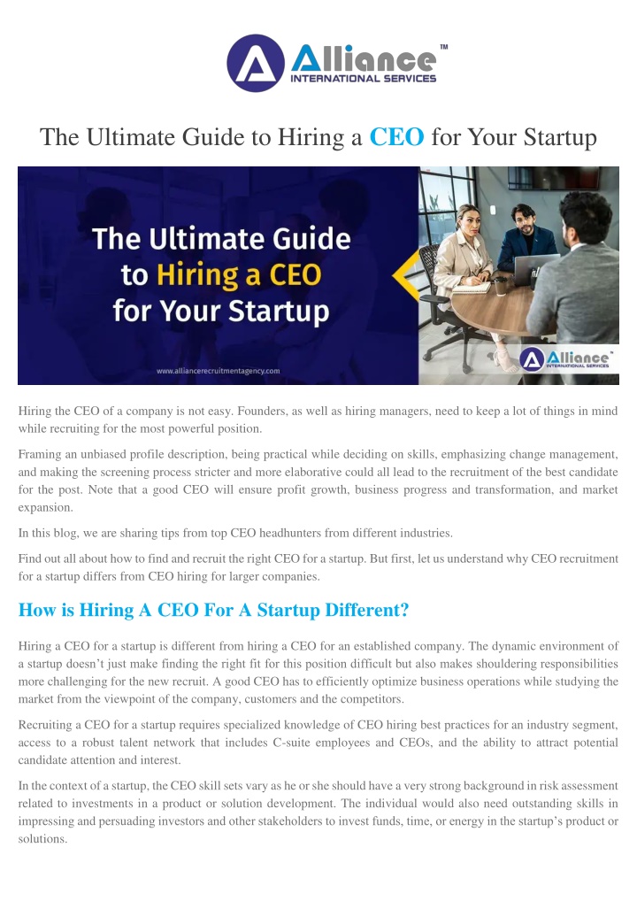 the ultimate guide to hiring a ceo for your n.w